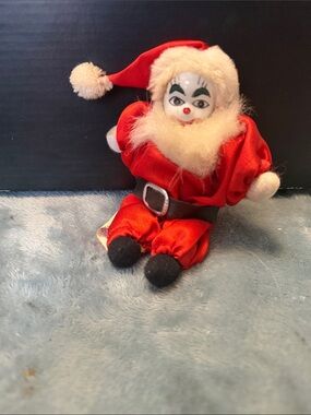 Handheld Red Santa Ornament with White Faux Fur Trim